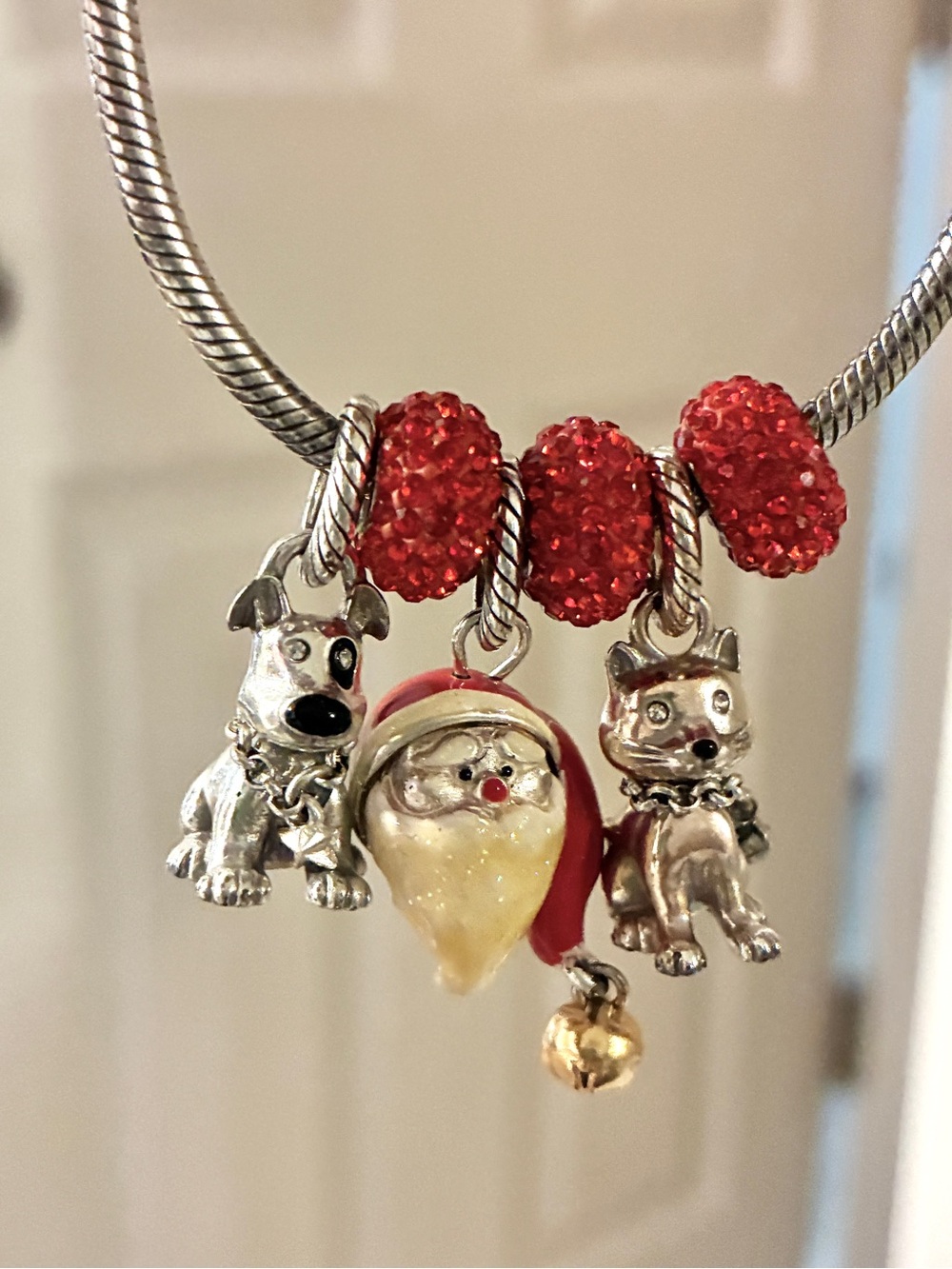 925 Christmas Charm Pandora style Bracelet Santa Dog Cat Charms